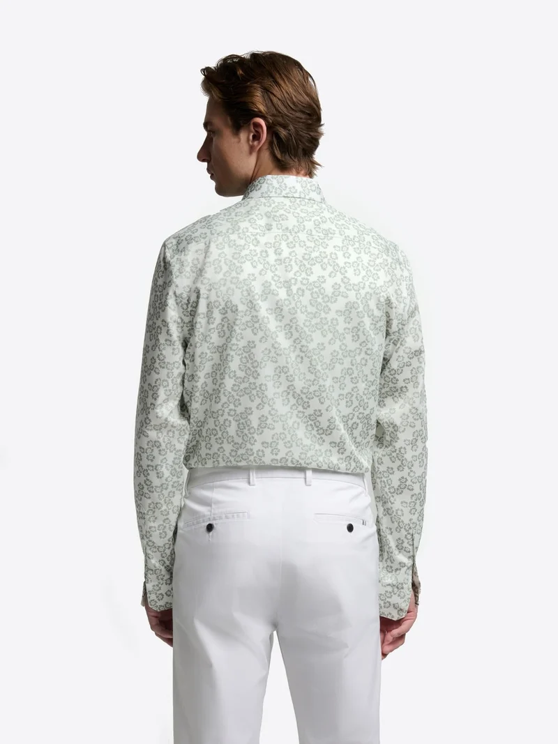 Chemise slim fleurie en coton