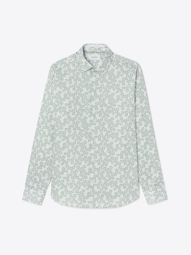 Chemise slim fleurie en coton