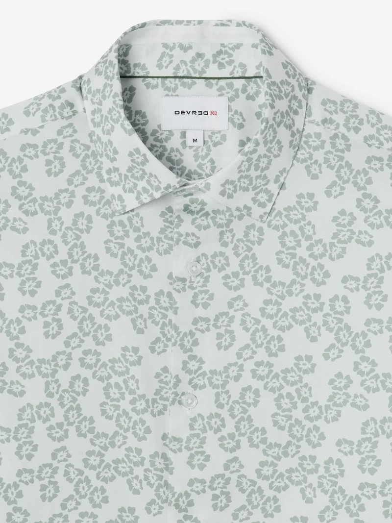 Chemise slim fleurie en coton