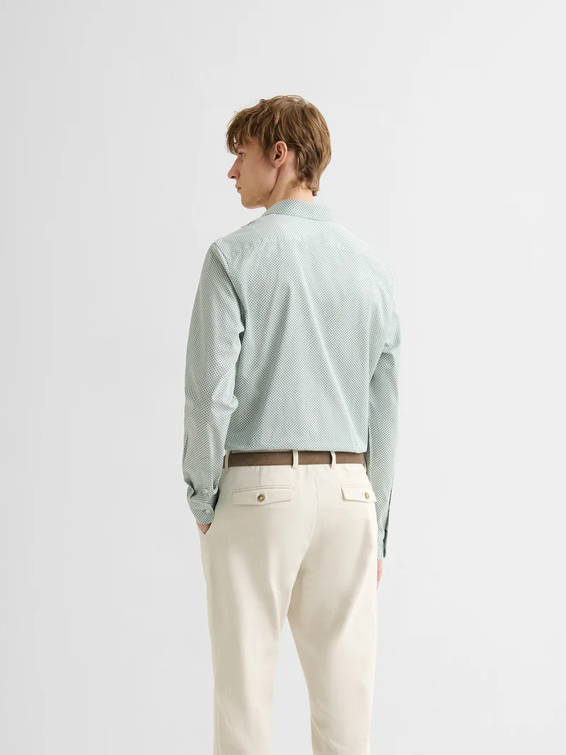 Chemise slim en coton à motif