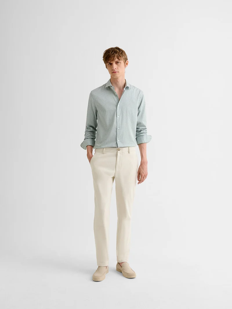 Chemise slim en coton à motif