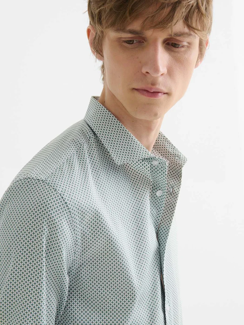 Chemise slim en coton à motif