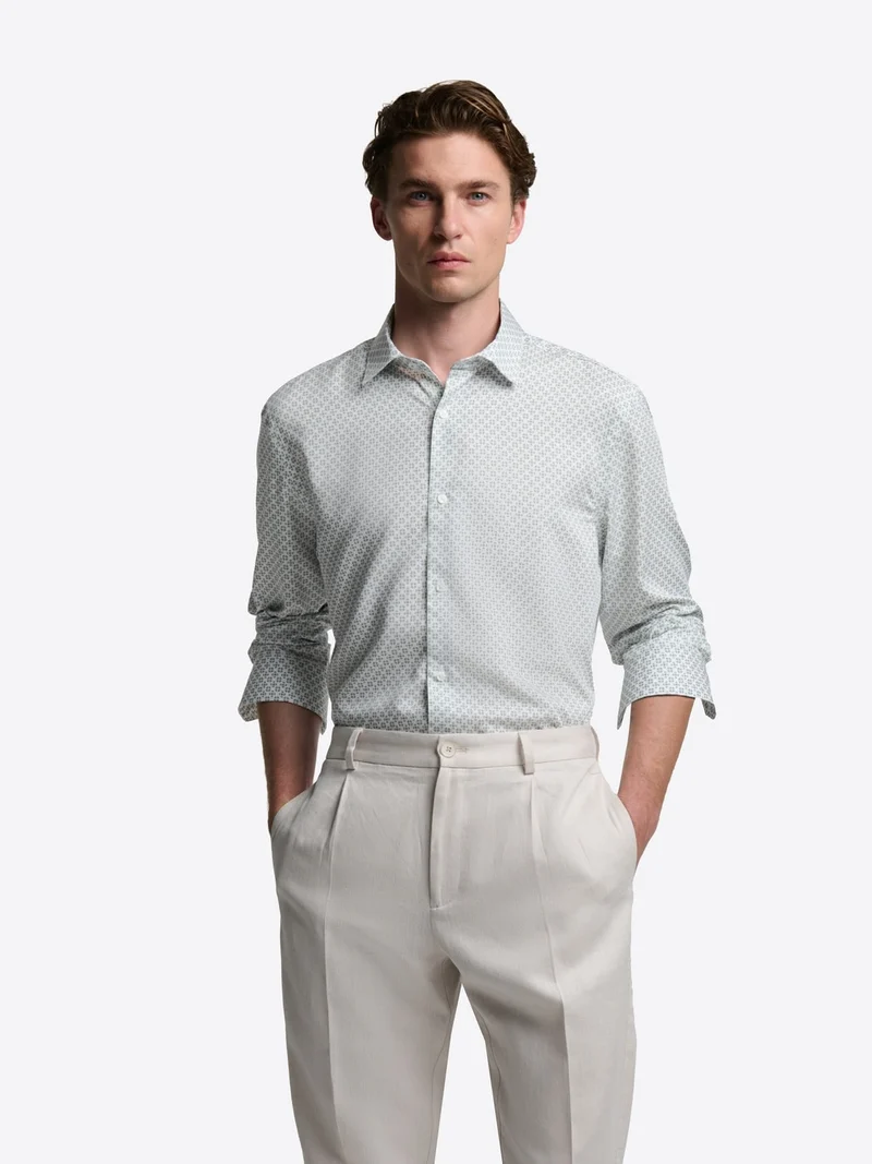 Chemise slim à motif en coton modal