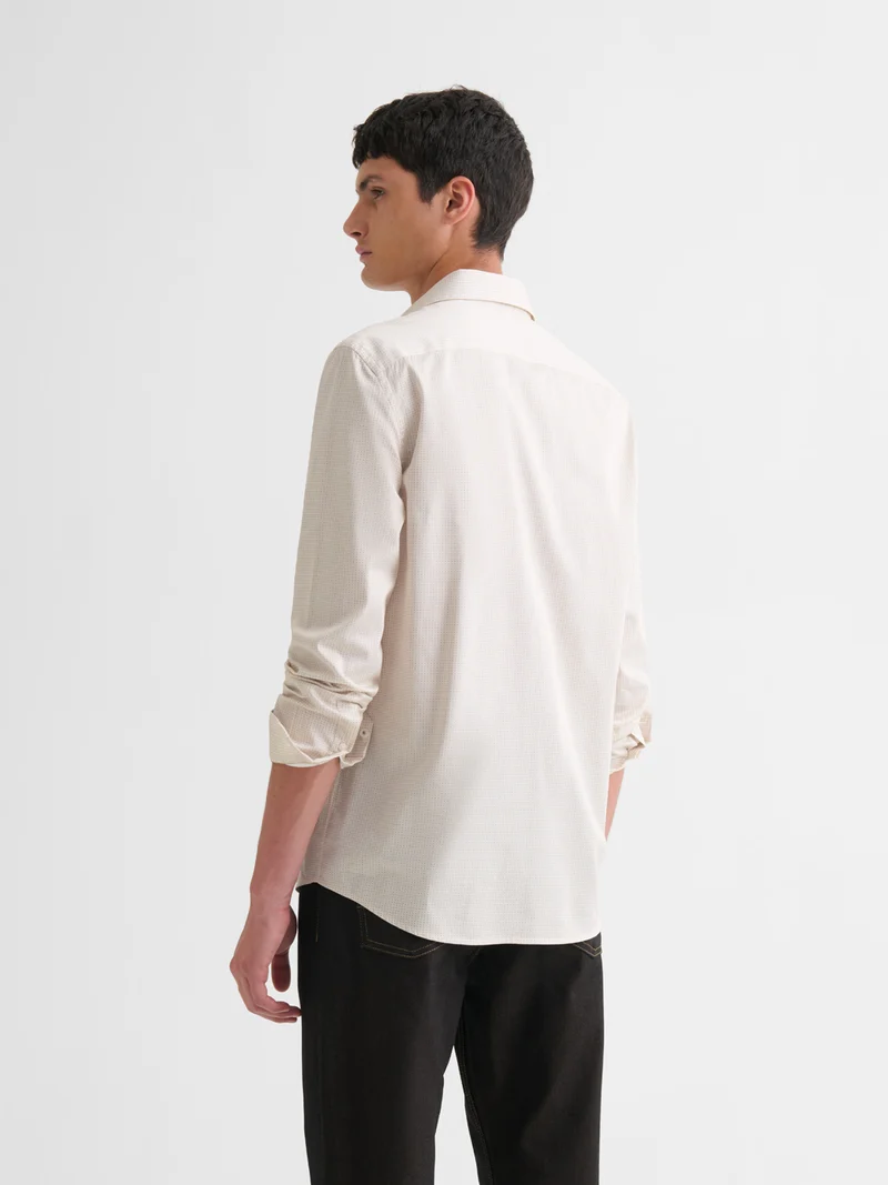 Chemise slim en coton à motif