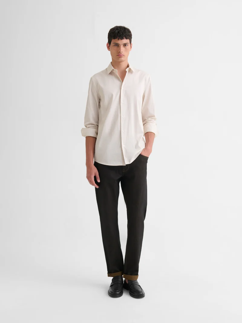 Chemise slim en coton à motif
