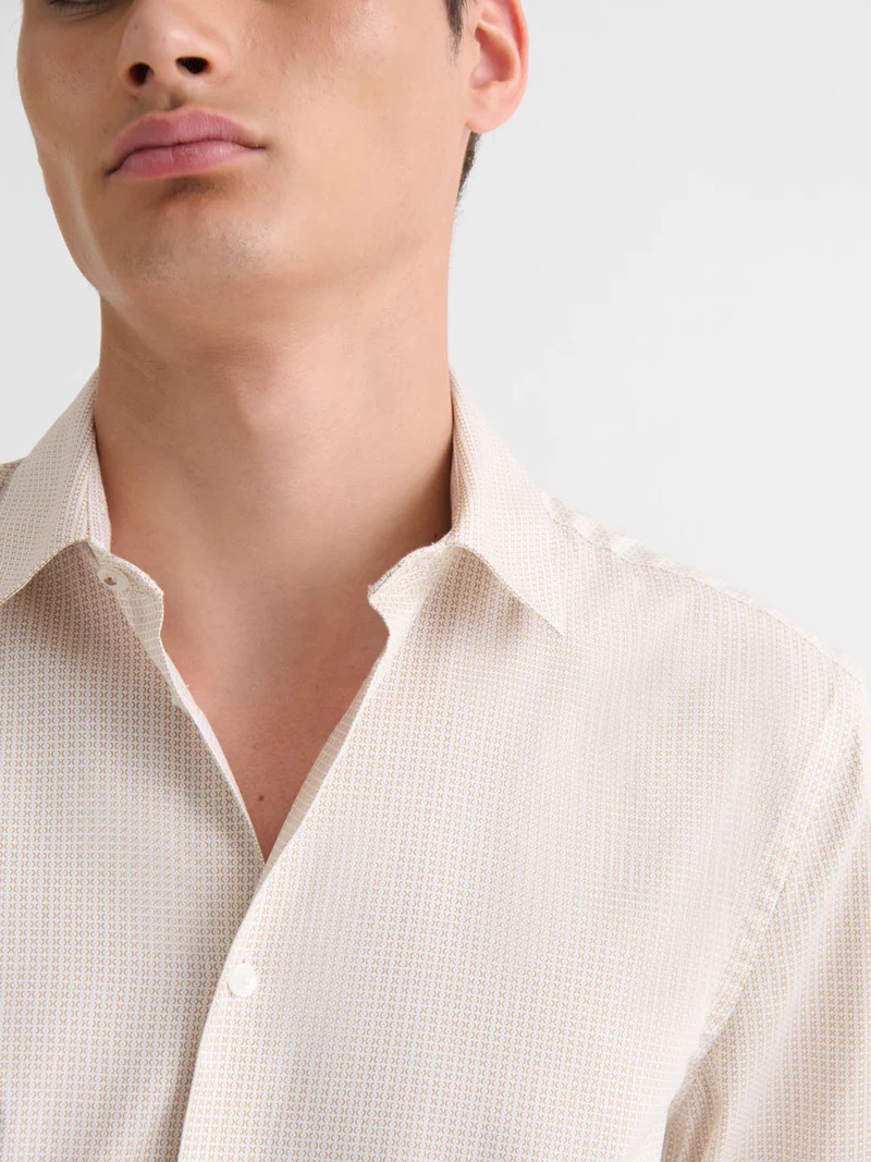 Chemise slim en coton à motif