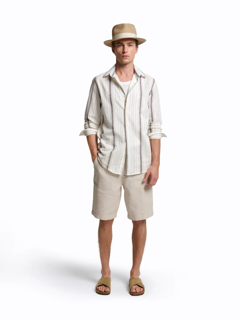 Chemise slim rayée en coton