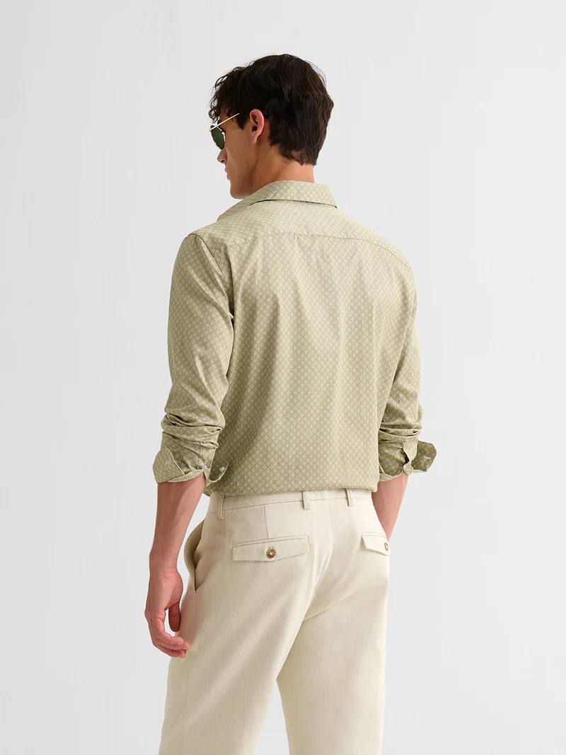 Chemise slim en coton à motif