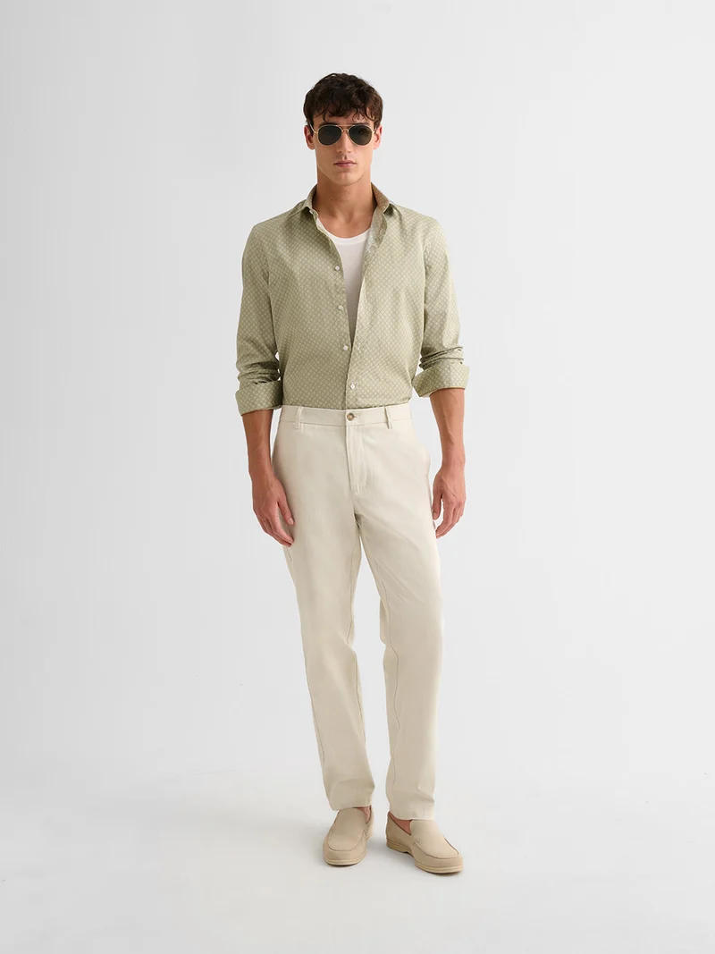 Chemise slim en coton à motif