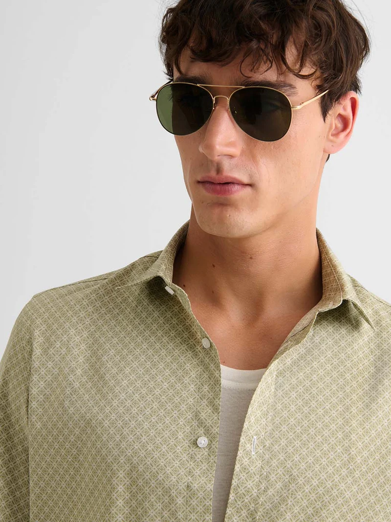Chemise slim en coton à motif
