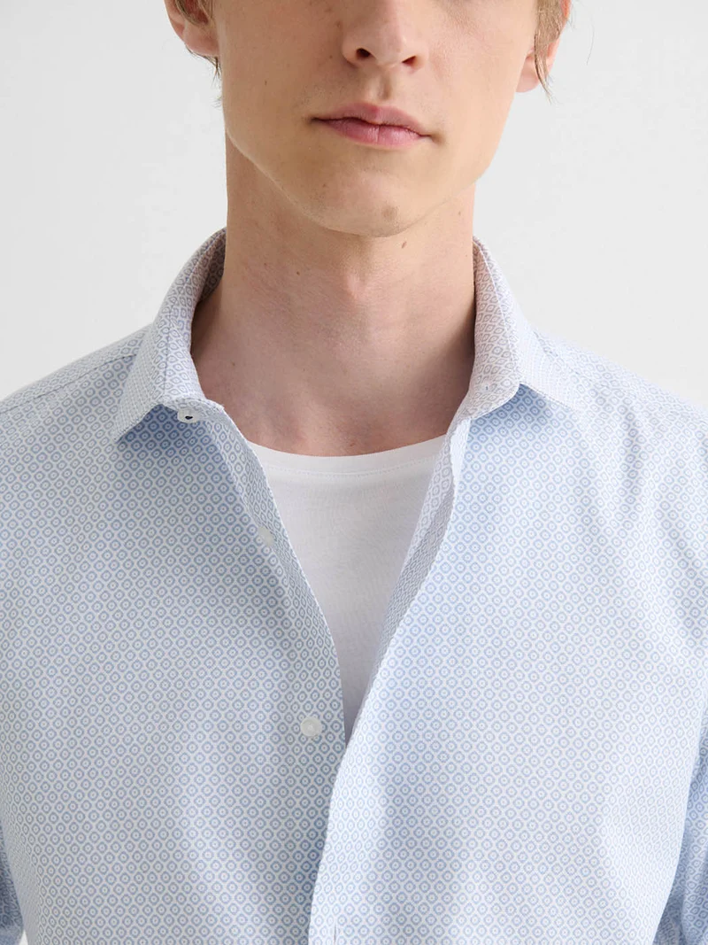 Chemise slim sans repassage à motif
