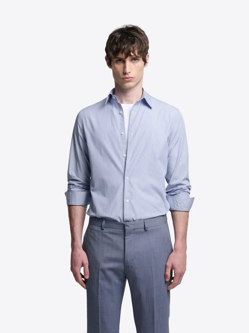 Chemise slim rayée en coton