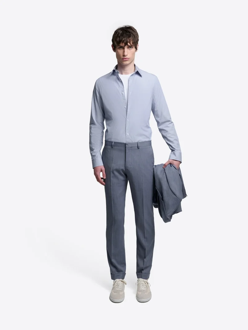 Chemise slim rayée en coton