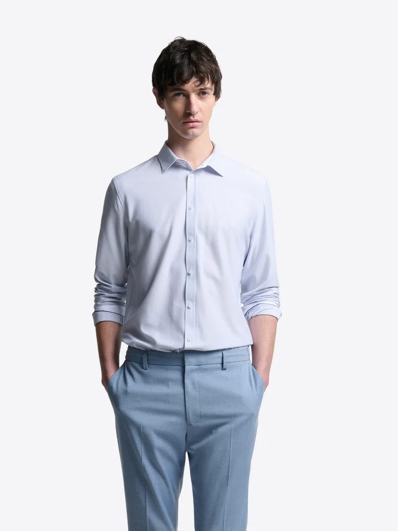 Chemise extraslim tissu traveler rayée
