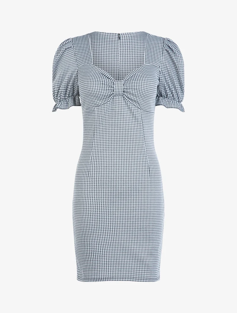 Robe fourreau à petits carreaux - Noir
