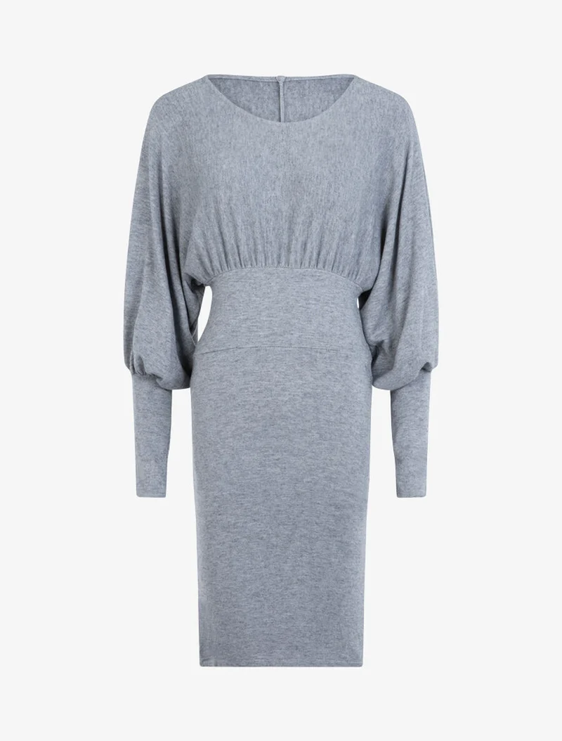 Robe fourreau à buste chauve souris - Gris clair