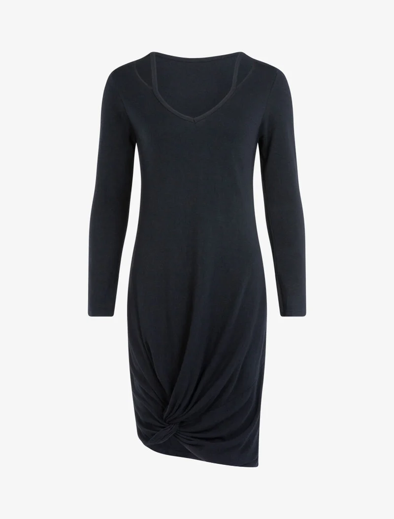 Robe en maille fine à bord torsadé - Noir
