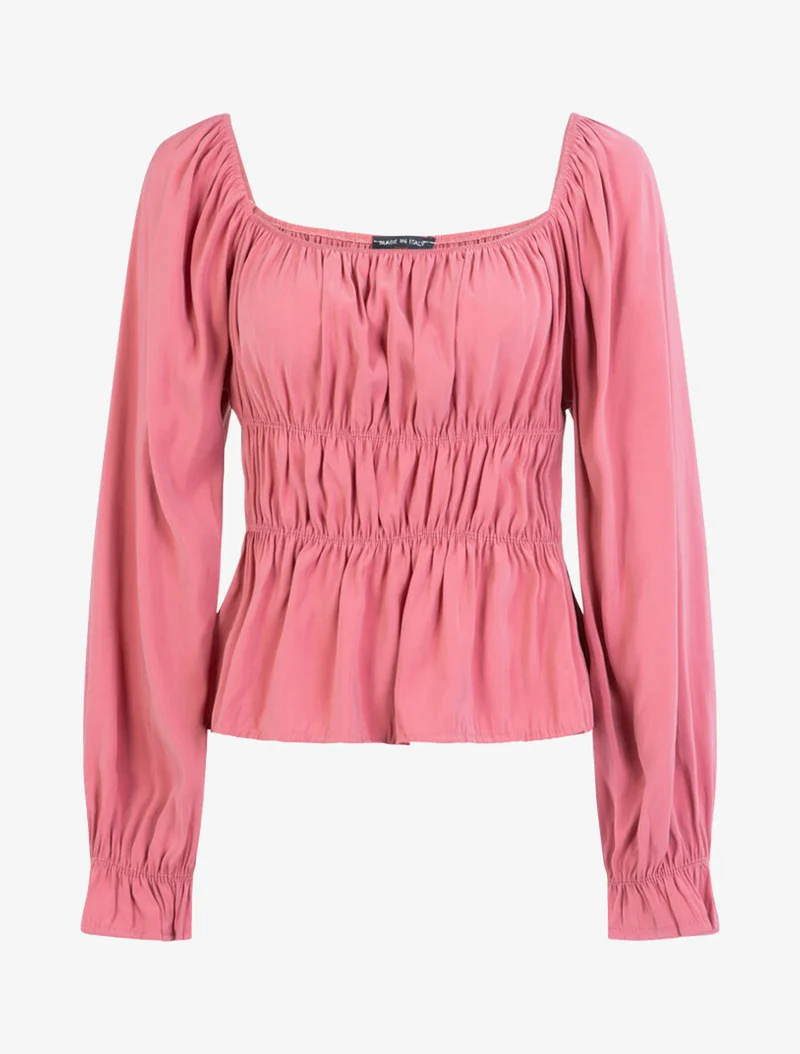 Top doux élastiqué - Rose