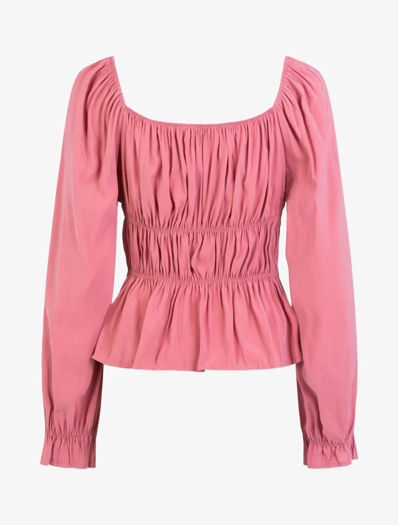 Top doux élastiqué - Rose
