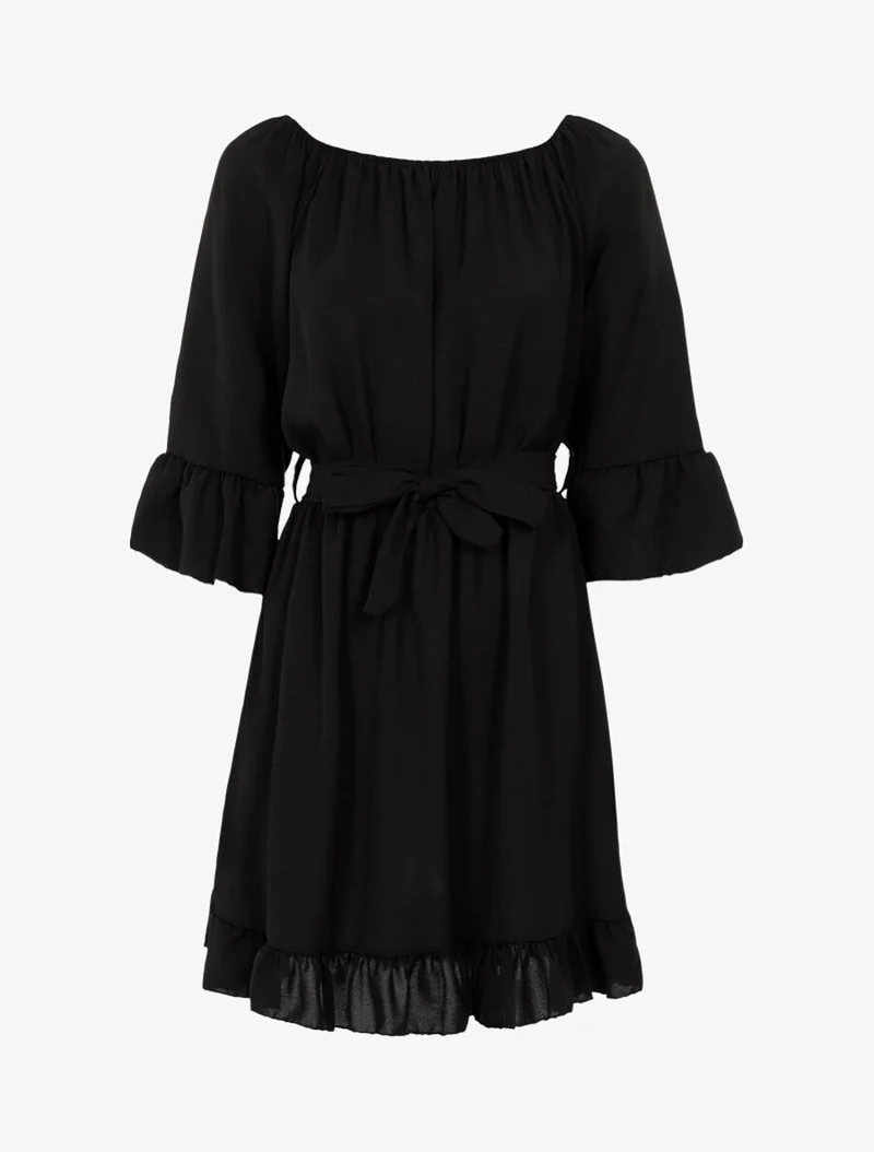 Robe fluide volantée - Noir