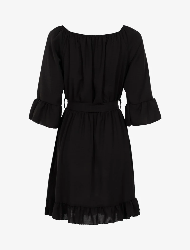 Robe fluide volantée - Noir