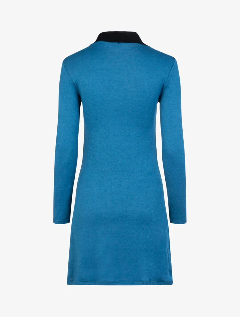 Robe à bande dentelle - Bleu