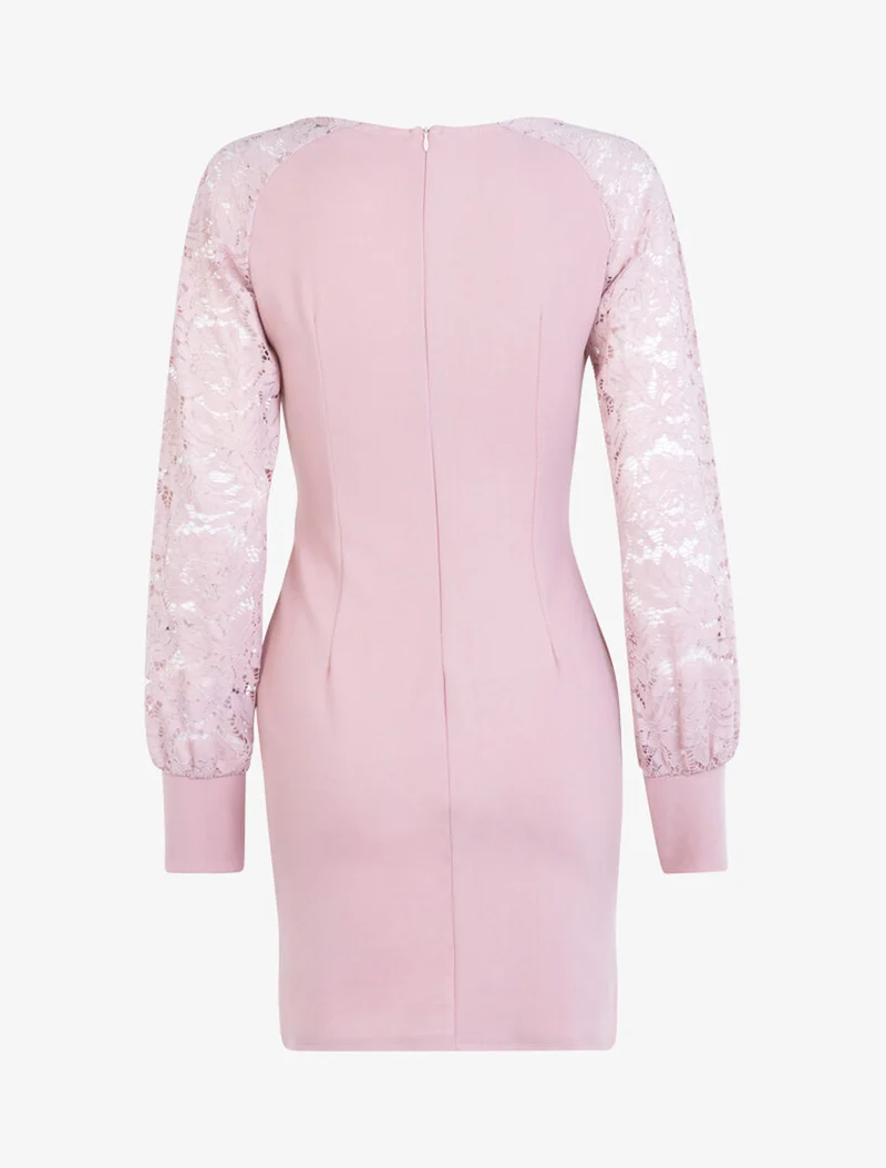 Robe à manches dentelle - Rose