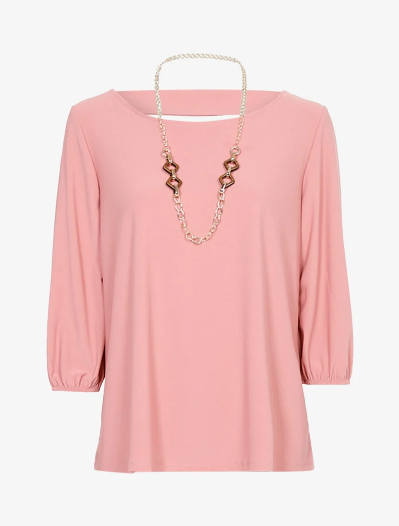 Top ample à dos à découpe arrondie - Rose