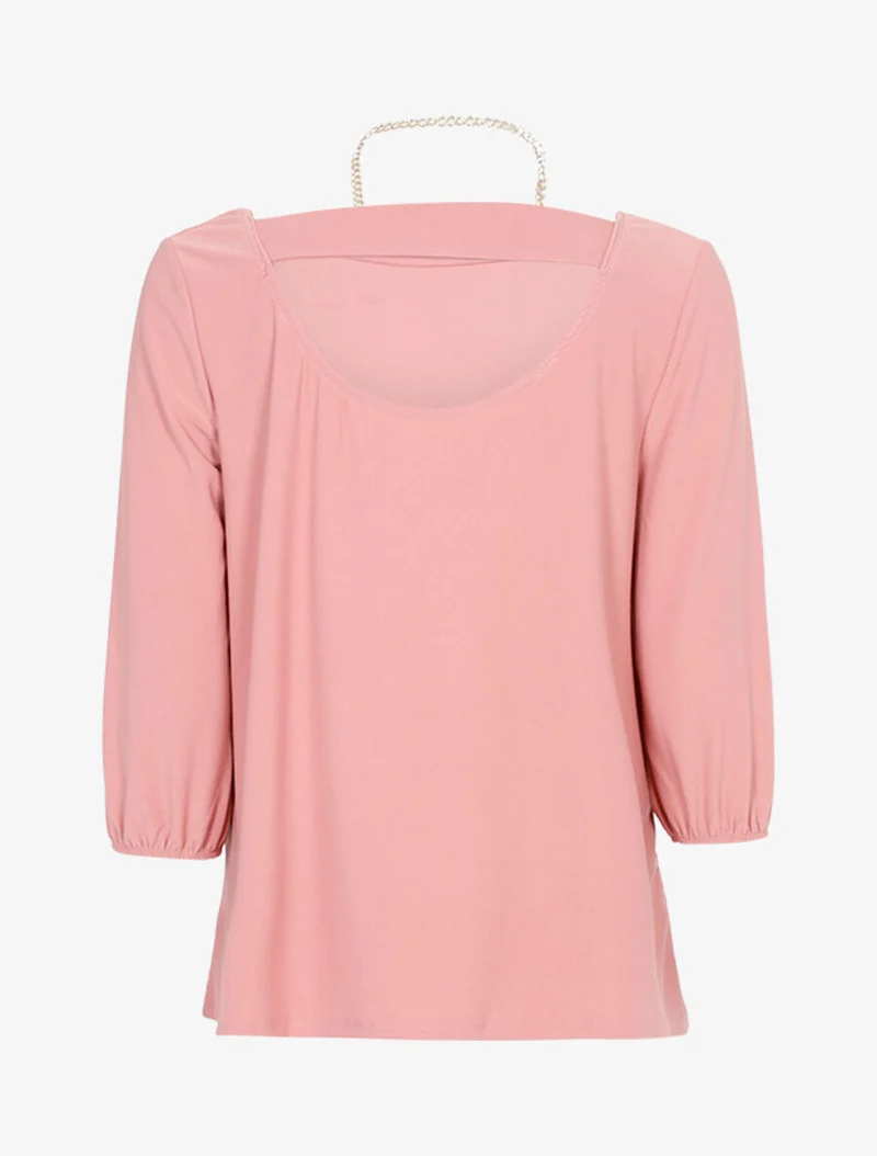 Top ample à dos à découpe arrondie - Rose