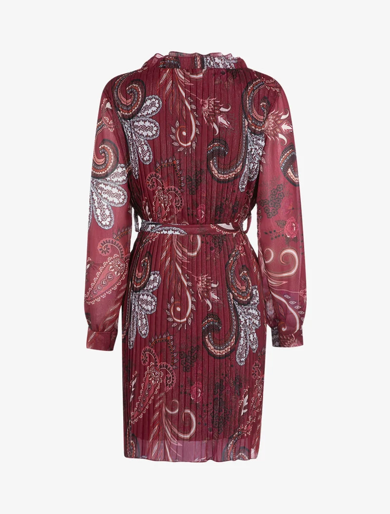 Robe gaufrée à imprimé cachemire - Bordeaux