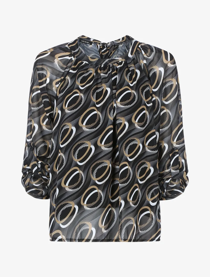 Blouse à imprimés graphiques - Noir