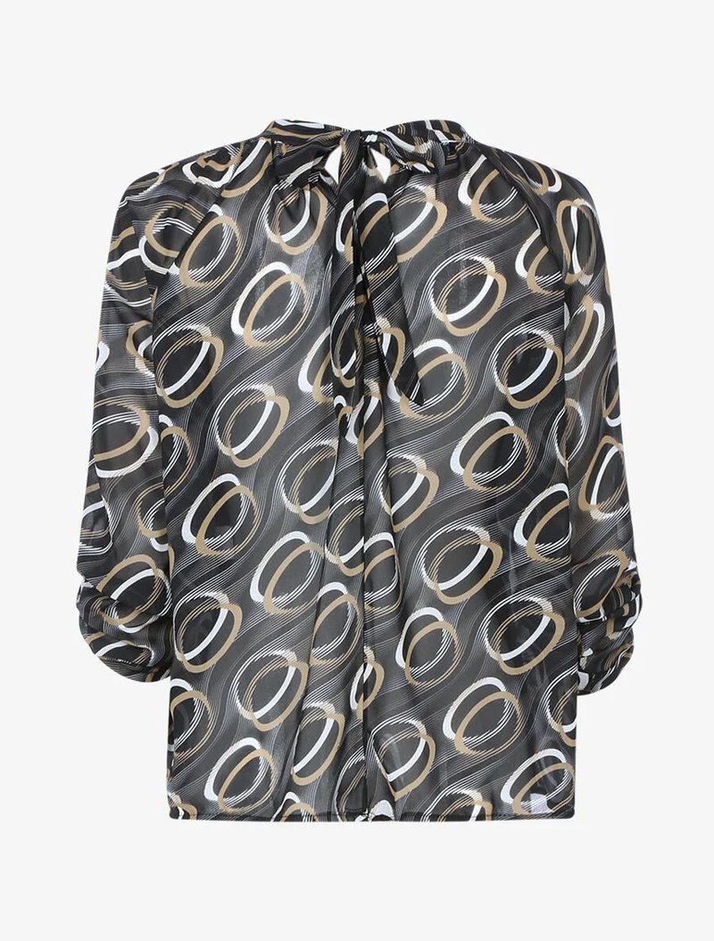 Blouse à imprimés graphiques - Noir