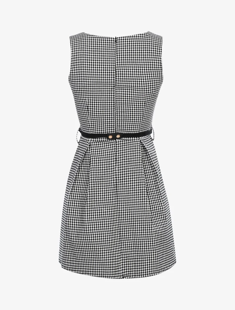 Robe patineuse à carreaux - Noir