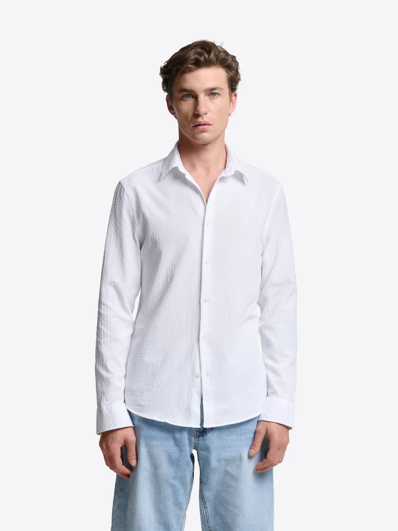 Chemise slim à motif en coton