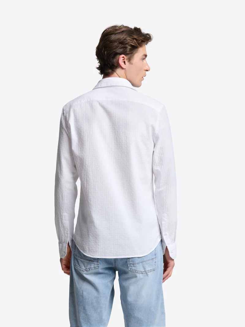 Chemise slim à motif en coton