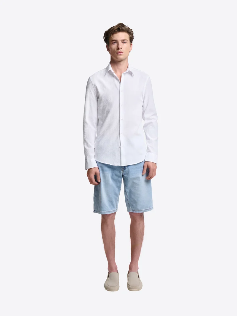 Chemise slim à motif en coton