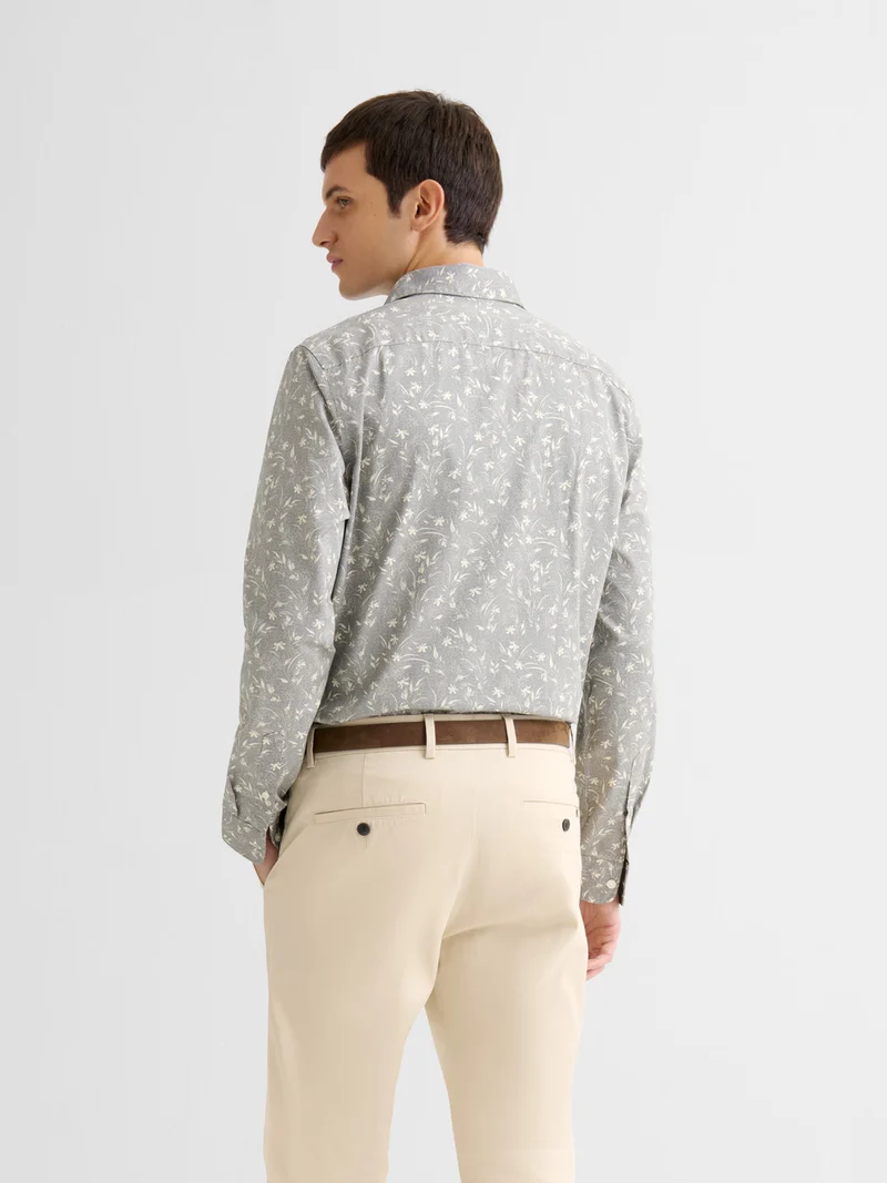 Chemise slim en coton fleurie
