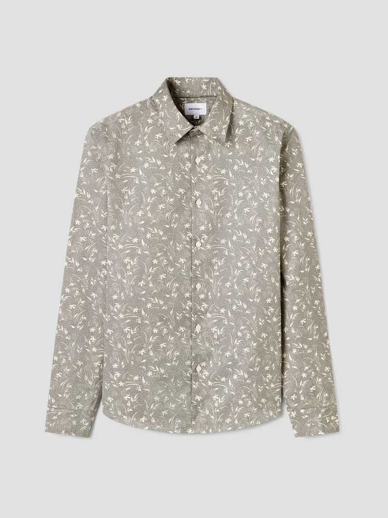 Chemise slim en coton fleurie