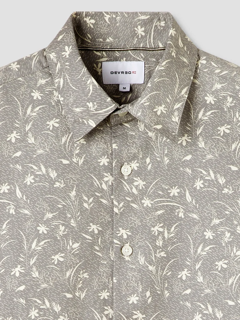 Chemise slim en coton fleurie
