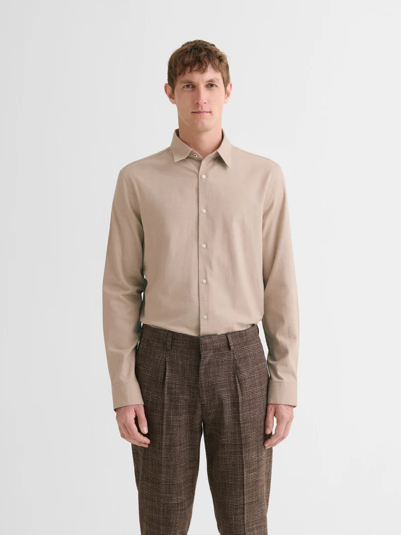 Chemise slim en coton laine