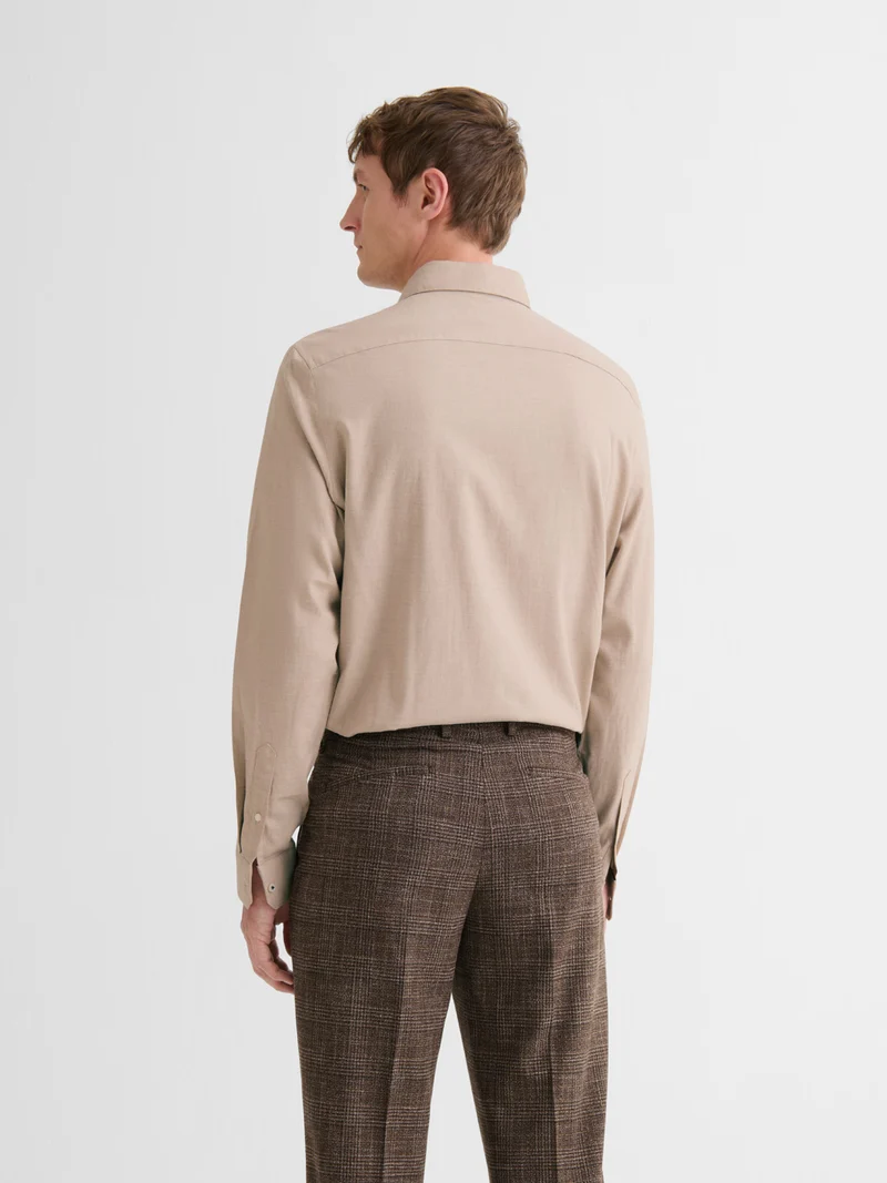 Chemise slim en coton laine