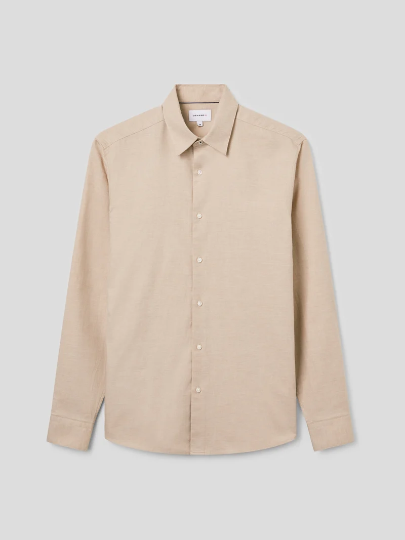 Chemise slim en coton laine