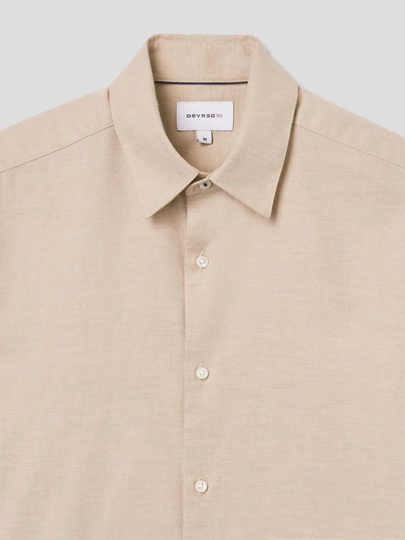 Chemise slim en coton laine