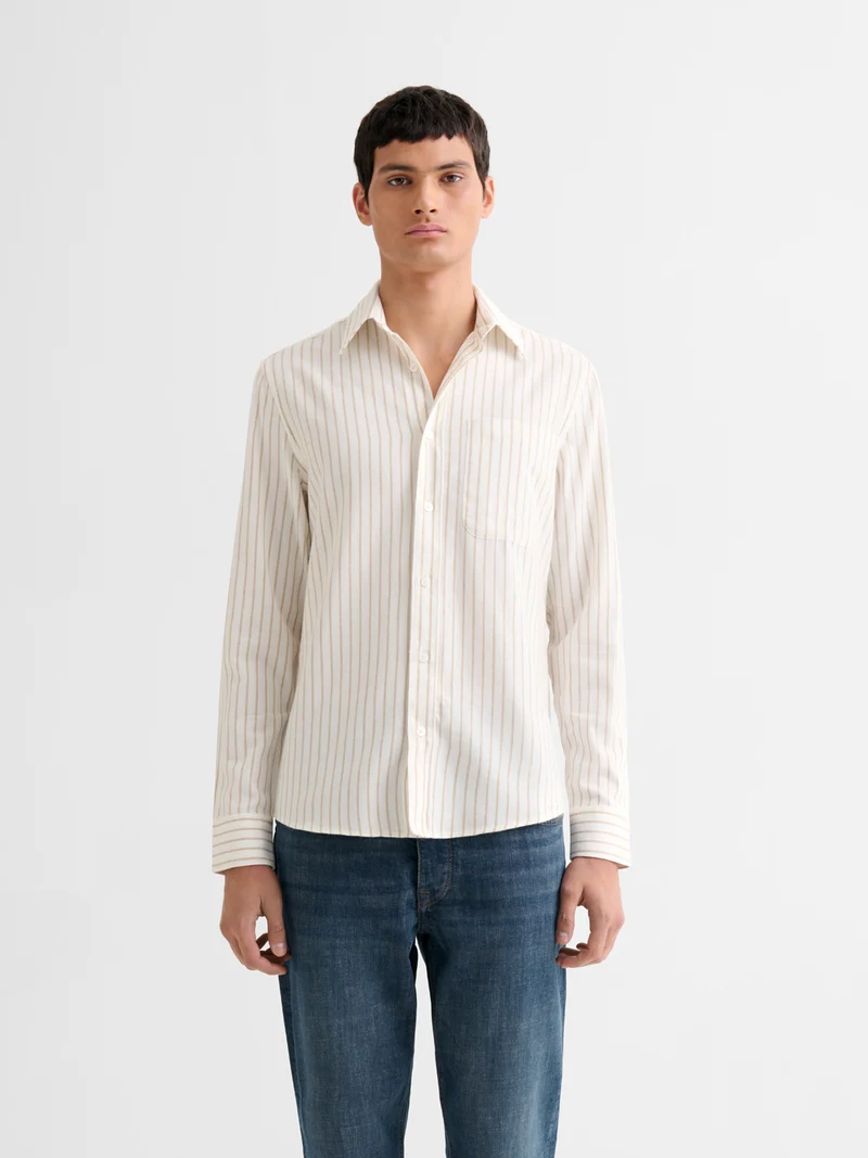 Chemise slim en coton rayée