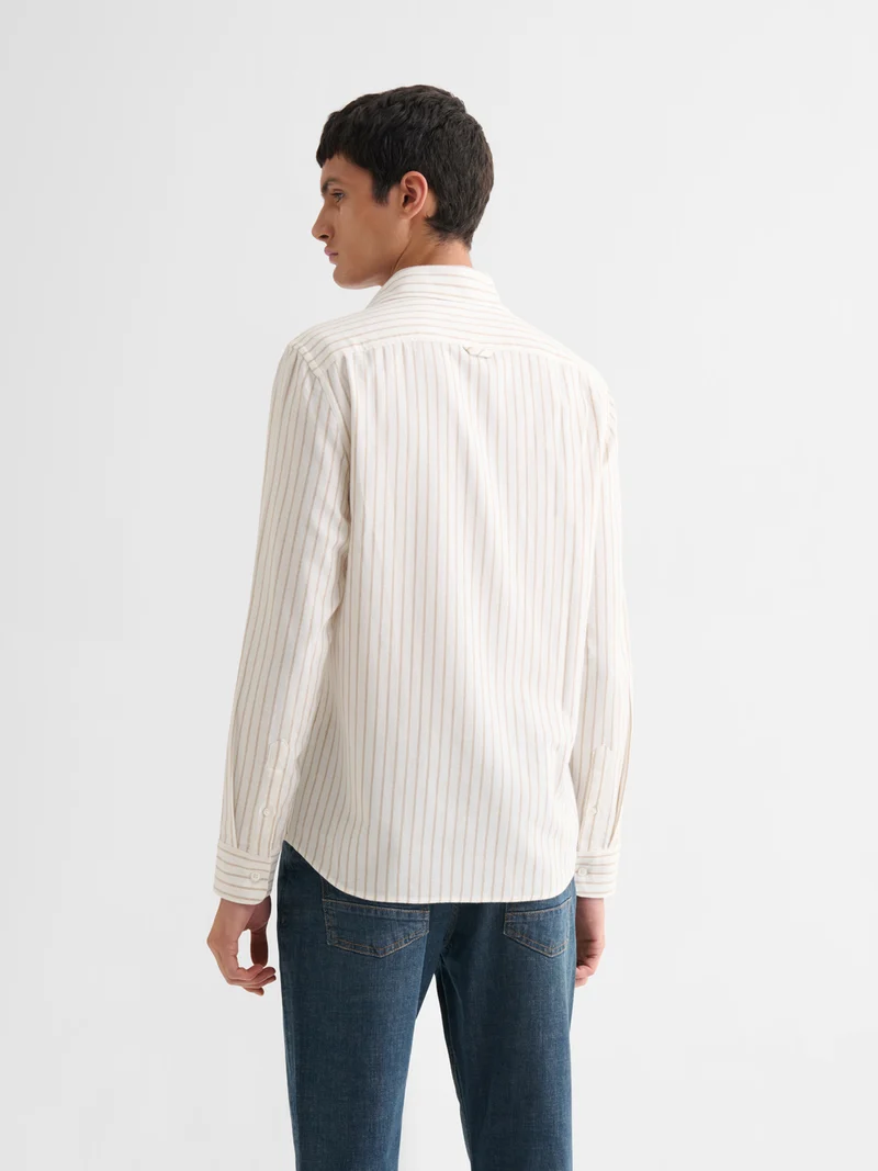 Chemise slim en coton rayée