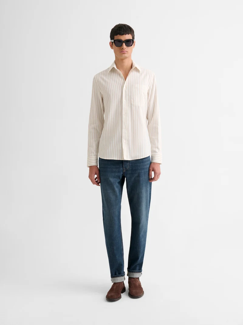 Chemise slim en coton rayée