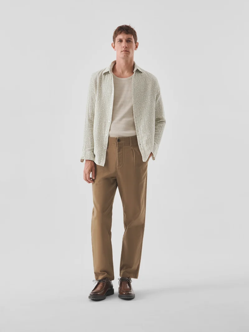 Chemise slim en coton à motif