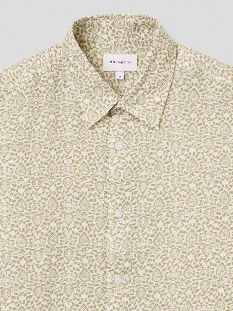 Chemise slim en coton à motif