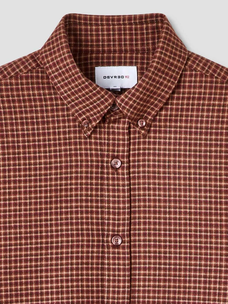 Chemise slim en coton à carreaux