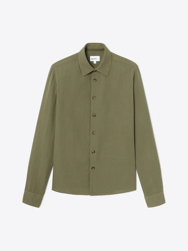 Chemise regular en gaze de coton unie